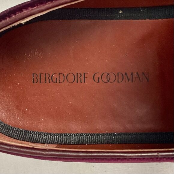Bergdorf Goodman Burgundy Velvet Tassel Loafers Men’s Sz 7.5 - Picture 3 of 9